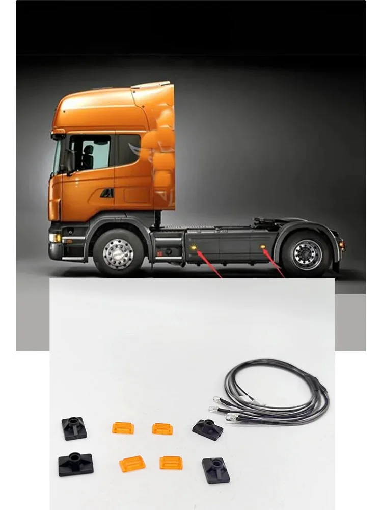 RC 1/14 2 pièces de jupes latérales LED accessoires de lumière latérale pour camion Tamiya rotatif pour SCANIA accessoires de bricolage