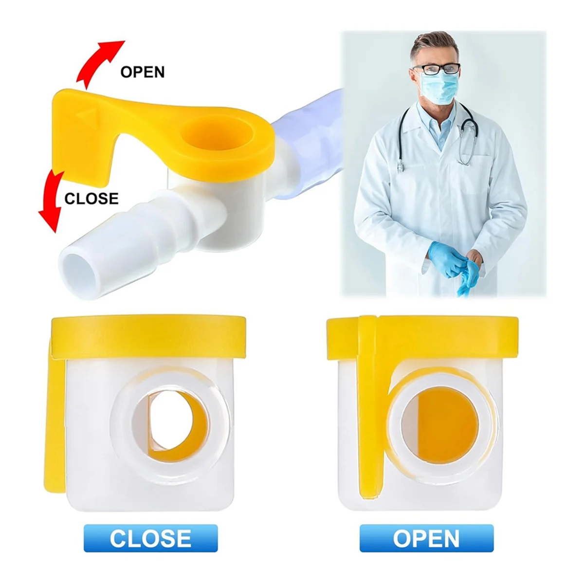 Valvola per catetere da 15 pezzi valvole per sacca per catetere di drenaggio delle Urine con bordi lisci e tubi in Silicone
