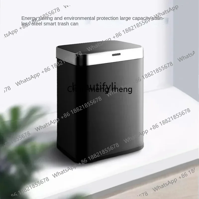 LHY26 ss Trash Can Stainless Steel Smart Induction Trash Can Home Use and Commercial Use 60L Mute Trash Can with Lid