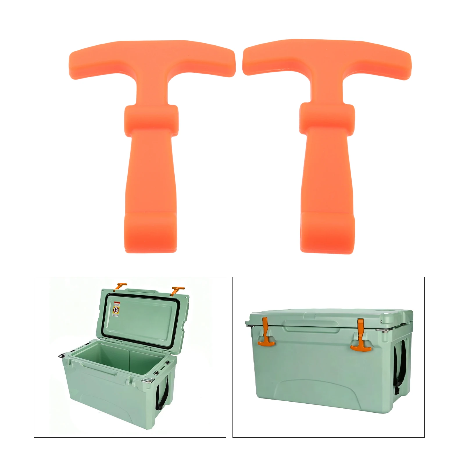 2pcs Non-slip Silicone Lid Latches for Most Hard Coolers Replacement for Cracked or Loose Latches Black/Orange/Blue/Red 11.2*8cm