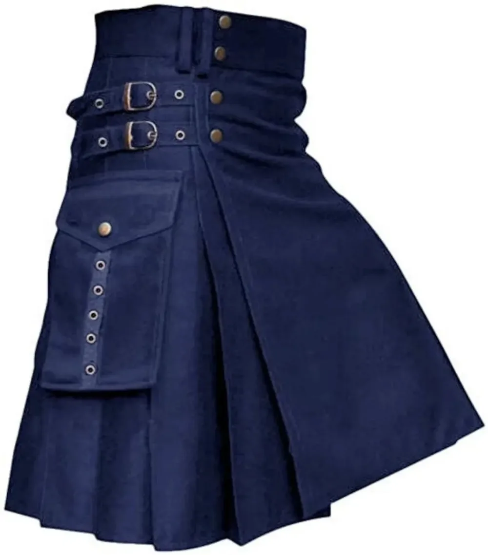 LisdinoKilts For Men, Utility Kilt Cotton Jeans Hybrid Kilt,