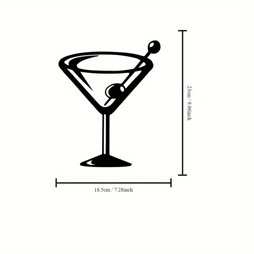 CIFBUY Iron Wall Art Martini Glass Metal Sculpture Hanging Plaque Rustproof Home Bar Decor Ornament Accent