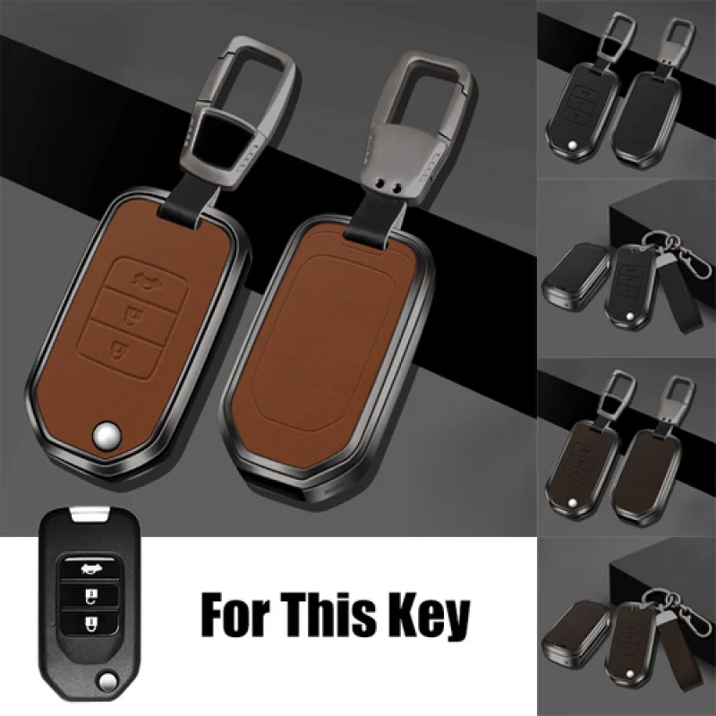 

A+ Alloy Leather Car Key Case Cover For Honda Vezel Accord Odyssey H-RV X-RV Jazz