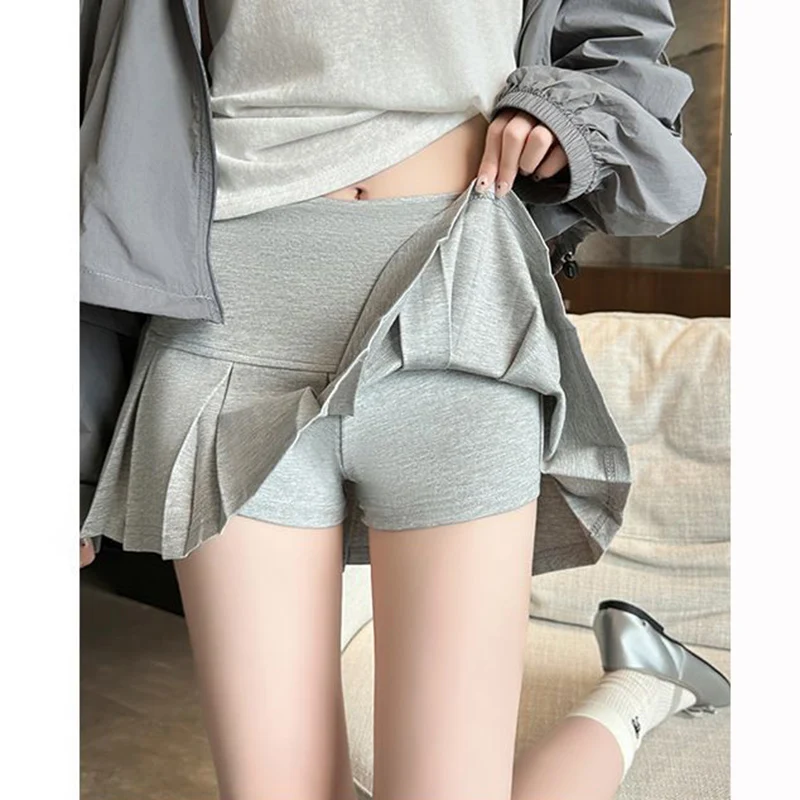 Summer Lady Fashion Thin Wrap Hip Skirts Female Solid Color High Waist Pleated Skirts Women Korean Classic A-line Short Dress