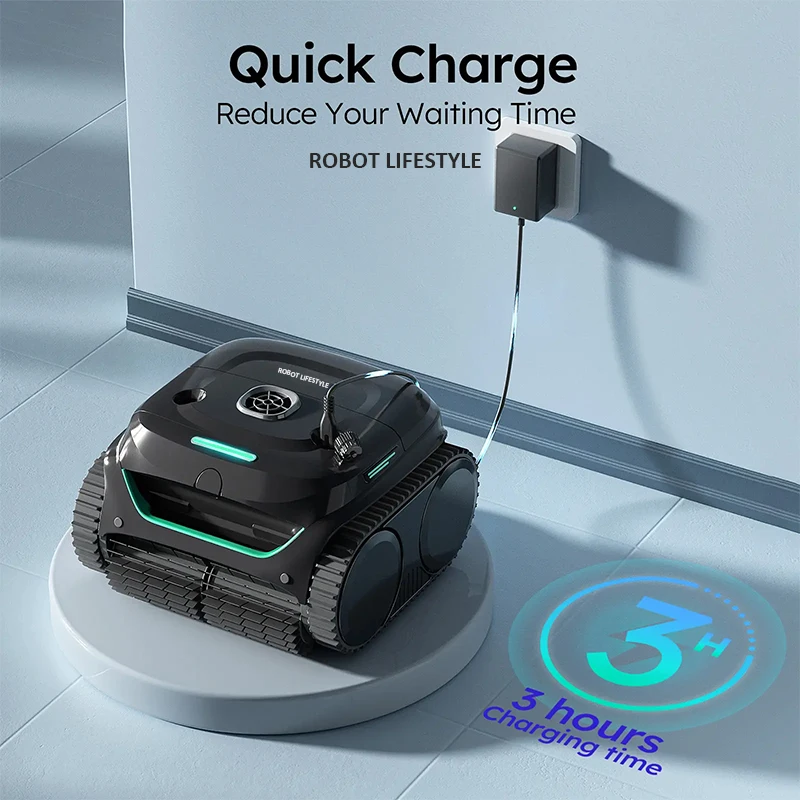 

Robotic Swimming Pool Cleaner C2 With App Control Wall Floor Waterline Max150㎡ Dual-layer Filtratie 180mins Running Time