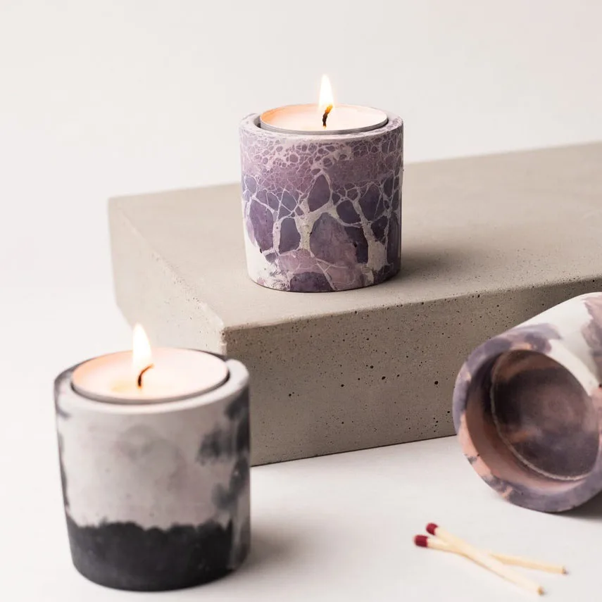 Concrete Tealight Holder Mold Terrazzo Candle Holder Silicone Mold for Transparent Epoxy Resin Ornaments,Home Clay Crafts Mould