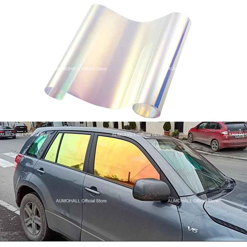 Green Yellow Chameleon VLT 65% Window Tint for House Office Glass Car Solar Film Tinting Side Window Foils 3m X 50cm