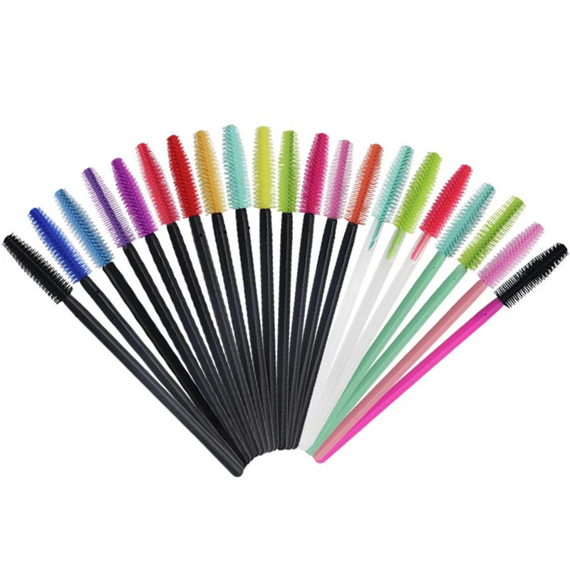 50pcs/lot Silicone Eyelashes Brushes Mix Colors Disposable Mascara Wands Lashes Makeup Brushes for Eyelash Extension