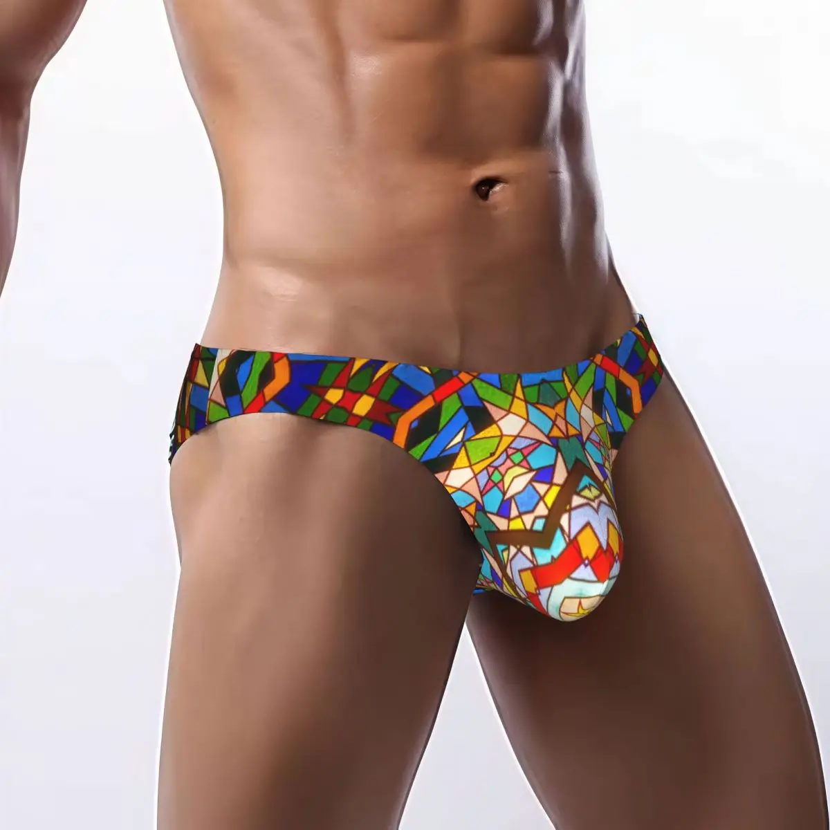Men's Panties Abstract Colorful Shiny Hypnotic Star Man Briefs Sexy Underwear Male Bikini Underpants High Quality