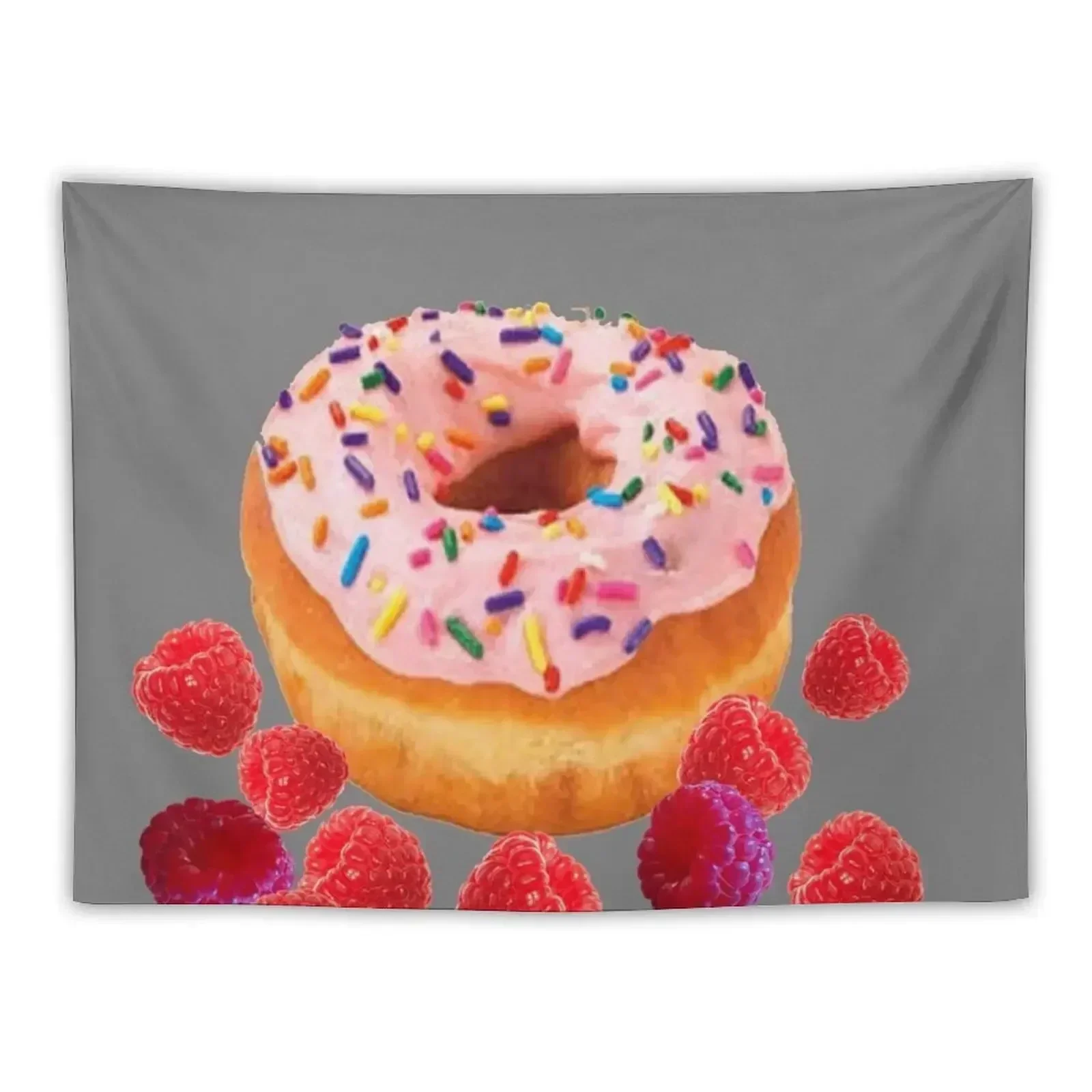 PINK DONUT PASTRY & RED RASPBERRIES Tapestry Aesthetic Room Decoration Room Decorations Aesthetic Tapestry