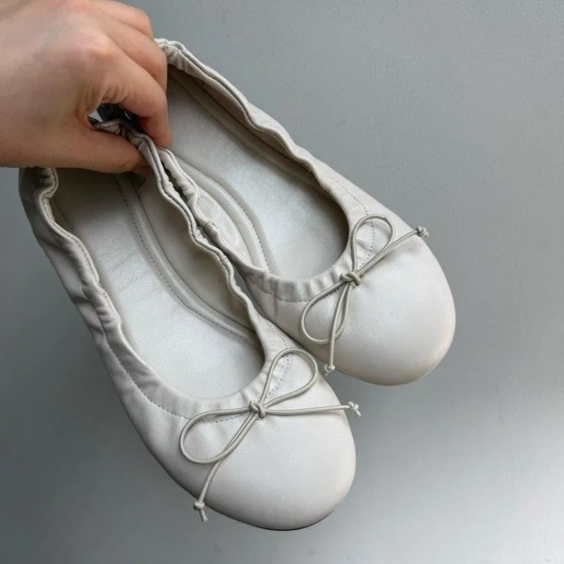 

2026 Soft-soled Bowknot Straps Single Shoes with Round Tops for Casual Flat Soles