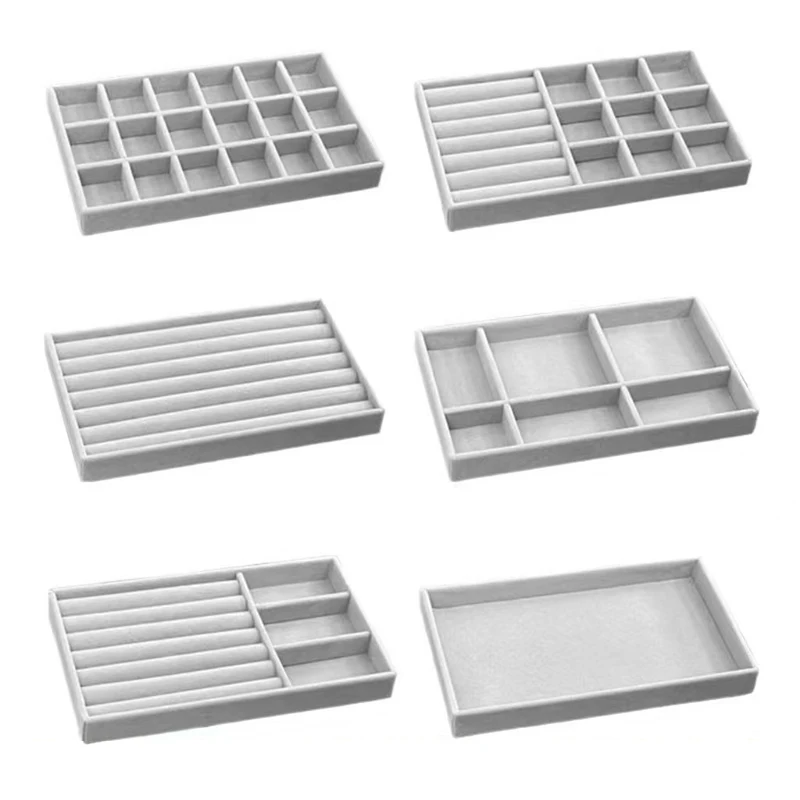 植毛ジュエリーボックスディスプレイトレイスタンド複数のスタイルネックレス、ブレスレット、イヤリング、リングオーガナイザーボックス