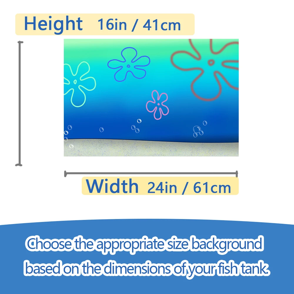 Cartoon bob Underwater Aquarium Background Sticker (24x16 in / 61x41cm) HD Printing Wallpaper Fish Tank Backdrop Decorations PVC