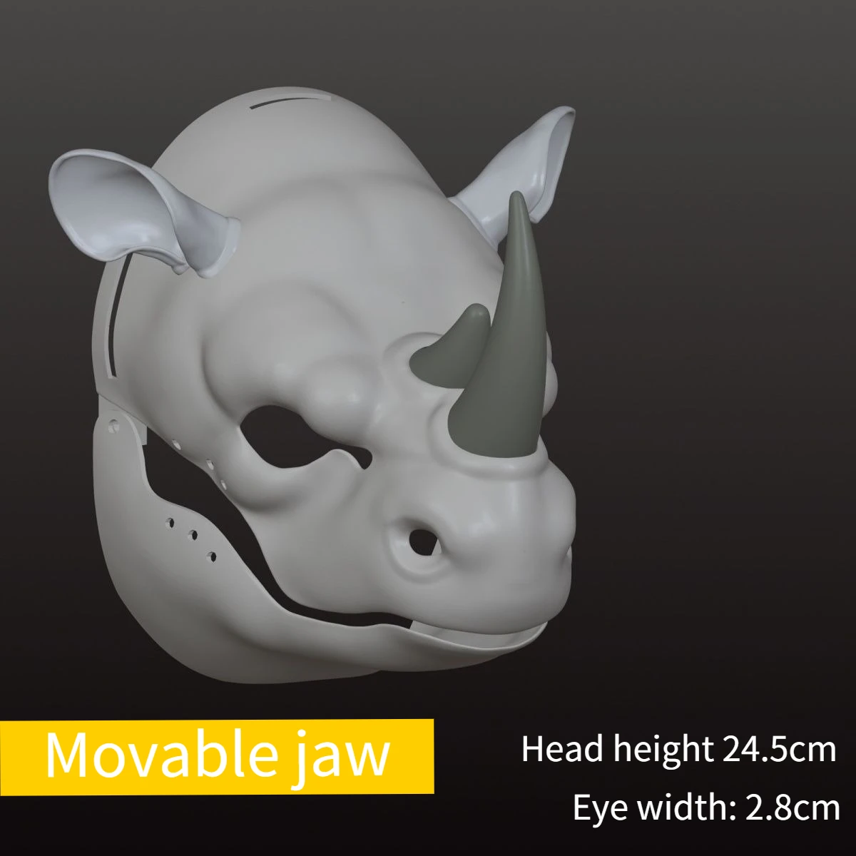 Basic Mask Rhinoceros Semi Realistic Animal Movable jaw Skull PLA Material 3D Printing Furry Cosplay Accessories Anime Festival