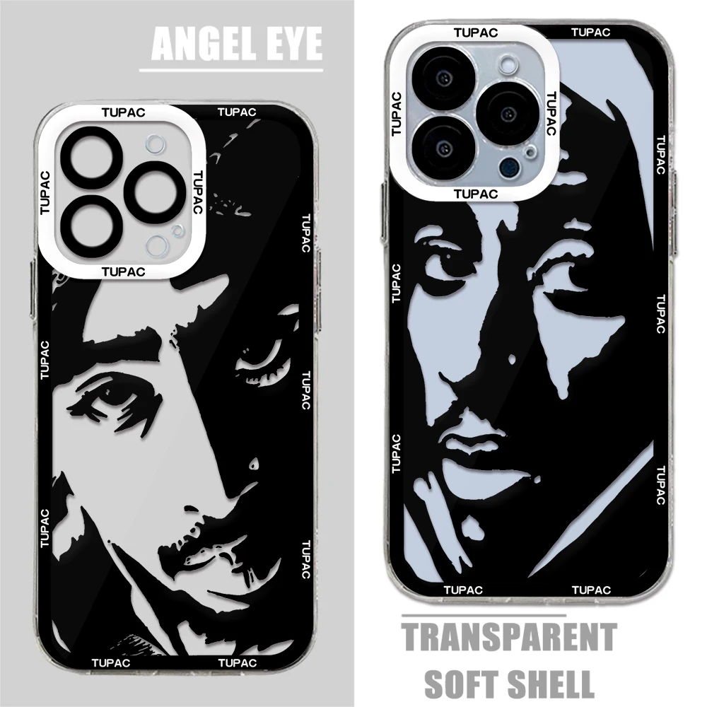 Fashion Tupac Shakur Rapper New 2Pac Phone Case For iPhone 15 14 13 12 11 Mini Pro Max X XR XSMax 6S 6 7 8 Plus SE20 Clear Cover