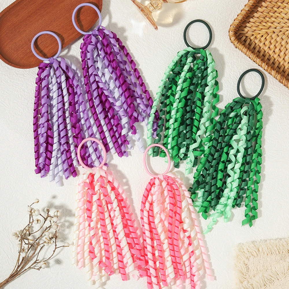 2 Stück/Set Satin-Quasten-Stirnband und Pferdeschwanzhalter, geeignet für Mädchen, dekoratives Haar-Accessoire für WM-Partys – Detail 3