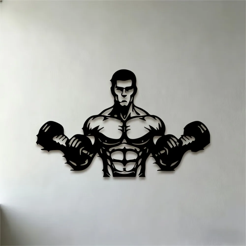 CIFBUY Dumbbell Metal Wall Art Waterproof Durable Iron Craft Decor For Entryway Gym Garage Home Interior Gift