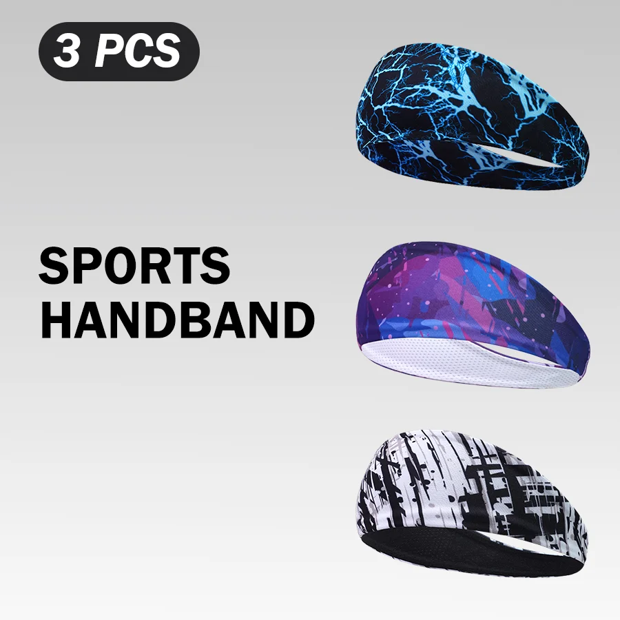 3Pcs Graffiti Camo Sports Headbands, Quick Dry Breathable Comfort Sweatbands for Fitness Yoga Cycling