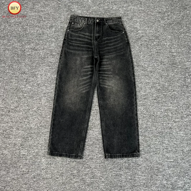 

Latest 25SS Derschutze Jeans Washed Finish Embroidery Fashionable Men's & Women's Relaxed Fit Casual Straight Leg Trousers