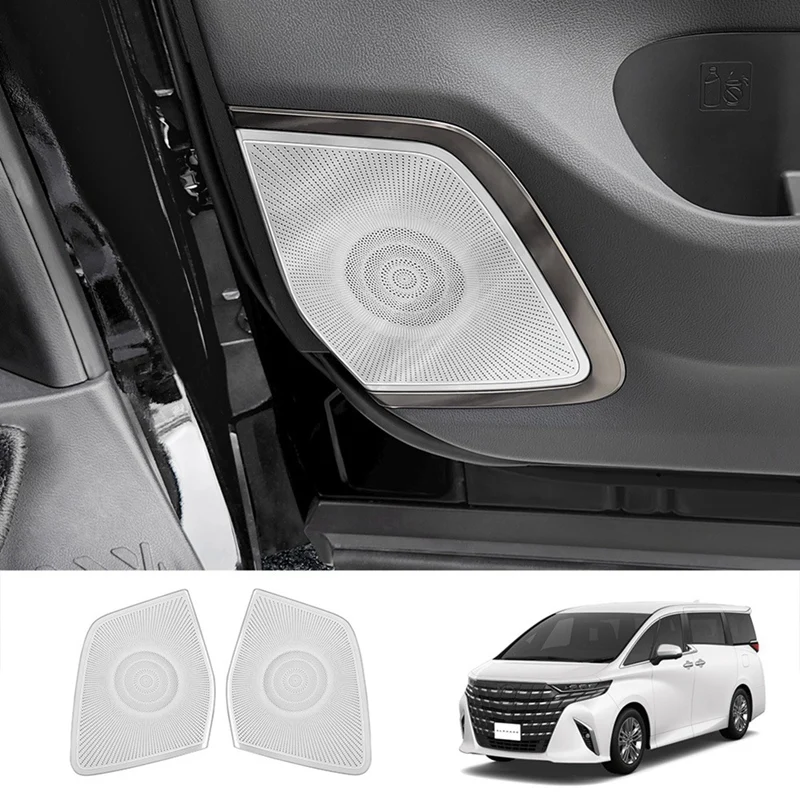 Car Stainless Steel Front Door Loudspeaker Cover Interior Accessories For Toyota Alphard VELLFIRE 40 Series 2023+ LHD