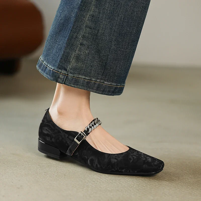 

Женские туфли-лодочки весна-осень 2022, натуральная кожа, 22-24,5 см, женская обувь из воловьей кожи + свиной + овчины, туфли Мэри Джейн