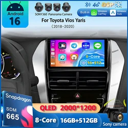 Android 16 Carplay Auto Car Radio For Toyota Vios Yaris 2018 2019 2020 Navigation GPS Multimedia Player video Stereo wifi+4G BT
