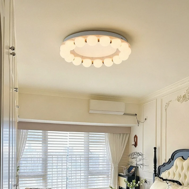 French Magic Bean Ceiling Lamp Cream Style LED Modern Minimalist Children's Room Bedroom Eye Protection Home Decoration Lighting