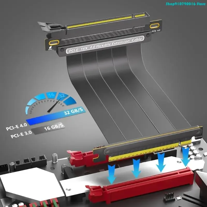 N2UB PCIe4.0 Extension Cable 90/180Degree Design for ITX Mini Case Reducing Operating Temperature