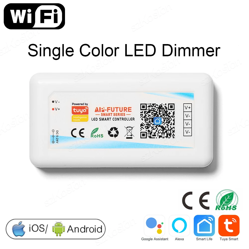 Tuya WiFi Smart LED Controller RGB/RGBW/RGBCCT Einfarbiger Dimmer DC5V-24V LED-Streifen-Fernschalter Funktioniert mit Alexa Google