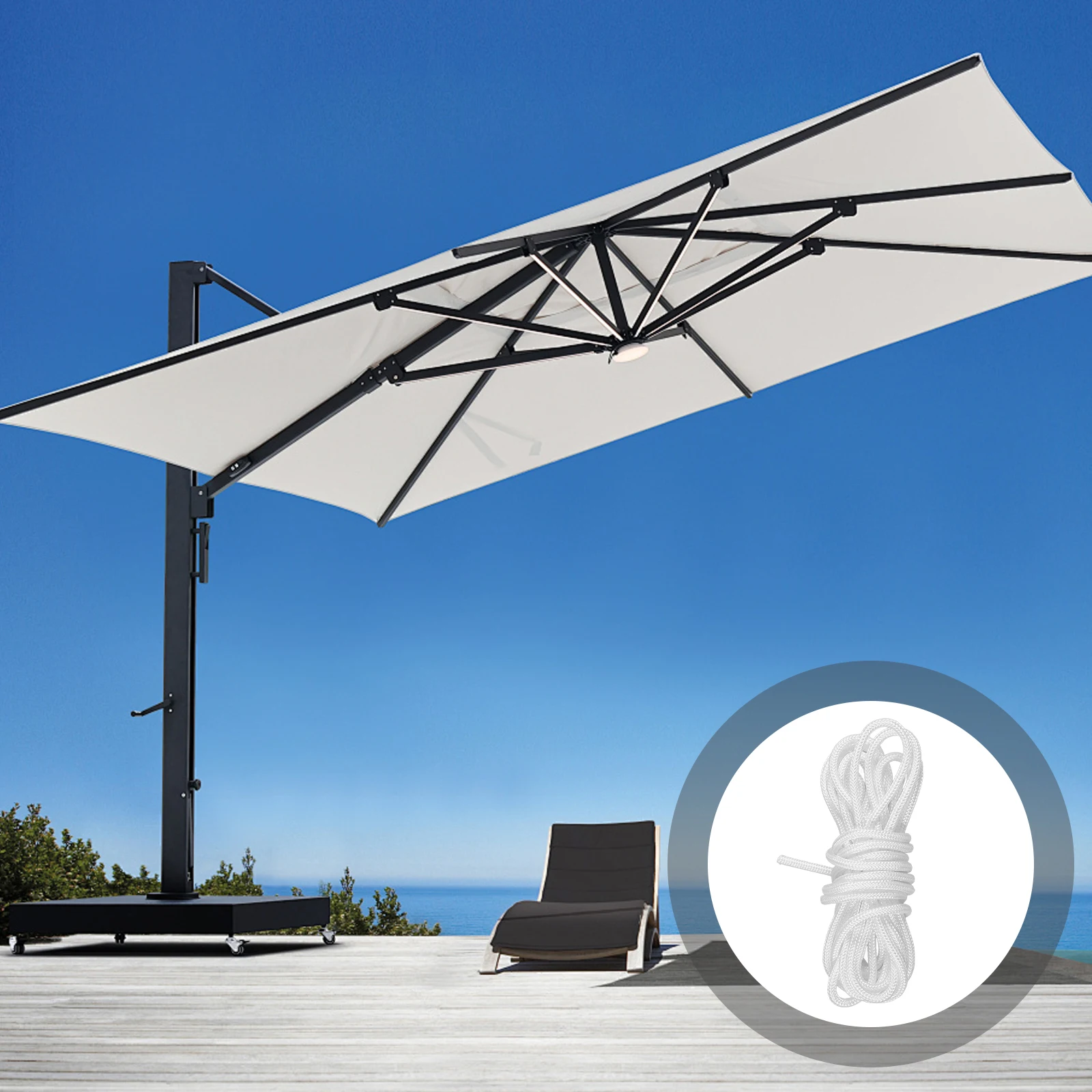 

Outdoor Garden Umbrella Rope 3.45m Nylon Replacement Accessory Strong Reliable Easy Threading Umbrella Cord Nylon Rope