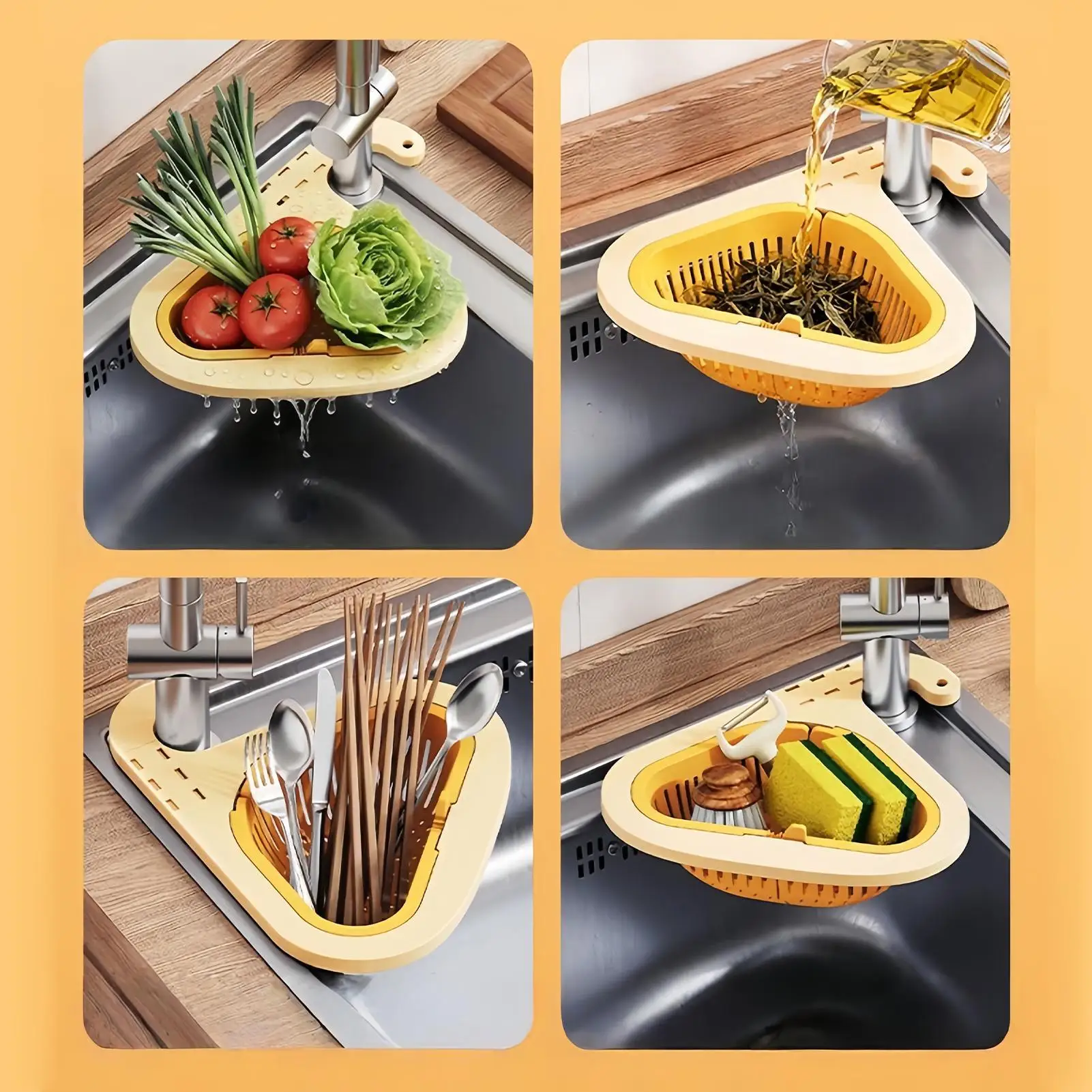 

Сливная корзина для раковины, пресс для заливки без сверления, ловушка для еды, треугольная корзина для слива фильтра для раковины, корзина для овощей, фруктов, бара, домашняя еда