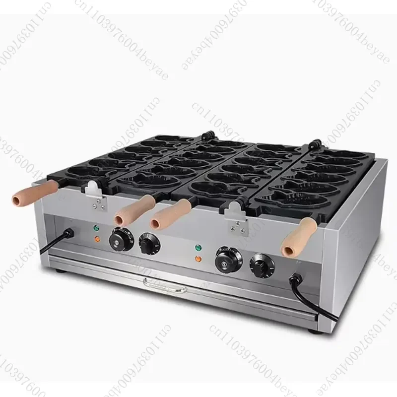 Commercial 12-hole electric snapper burner stainless steel fish-shaped waffle maker