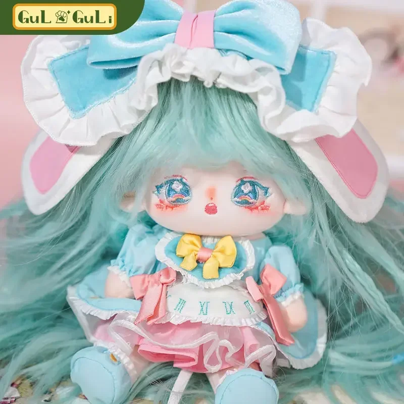 New Limited Stock 20cm Blue Fried Hair Kawaii Plush No Attribute with Skeleton with Clothes Plushies Stuffed Toy Collection Gift