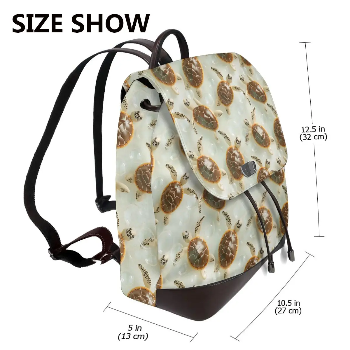 거북이 거품 장면 3D 패턴 새로운 핫 여성 배낭 디자이너 고품질 가죽 간단한 패션 대용량 배낭