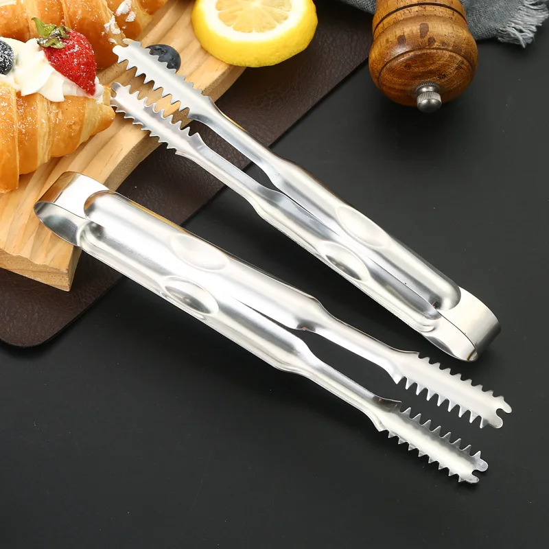 Stainless Steel Kitchen Tool Stainless Steel Tongs For Barbecue Party Bar BBQ Clip Bread Food Ice Clamp Ice Tong