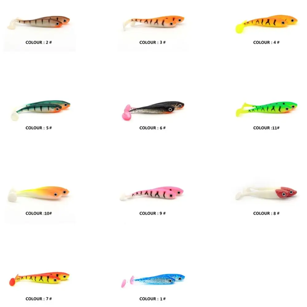 5PCS Attrezzatura da pesca 7cm/2.1g T-coda Esca morbida Silicone artificiale Paddle Tail Swimbaits Pesca Affondamento Jigging Wobblers Pike