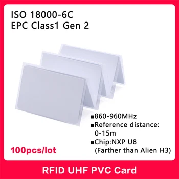 Etiqueta RFID UHF 18000-6C 860-960MHz RFID tarjeta de PVC UHF chip NXP U8 etiqueta electrónica H3 Alien de largo alcance 915 MHz alta calidad 100 Uds