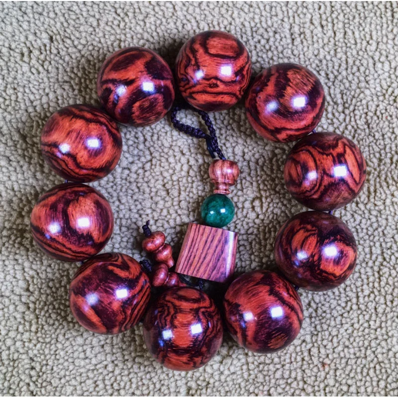Authentic Hainan Huanghuali Bracelet, Natural Wild Material, 3.0 Large Beads, Full Pattern Ghost Face, Direct from the Source