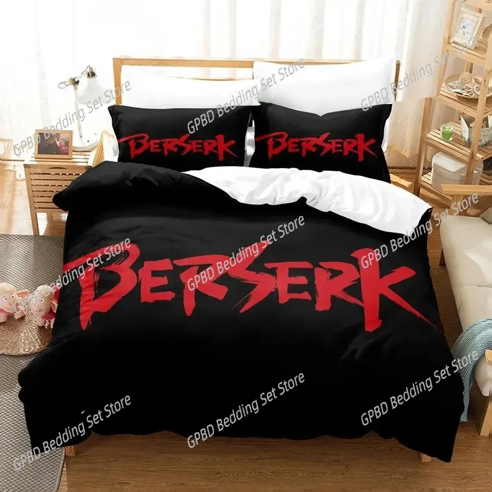 3D Print Anime Berserk Logo Bedding Set Double Twin King Duvet Cover Comforter Pillowcase Boys Girls Adults Bedroom