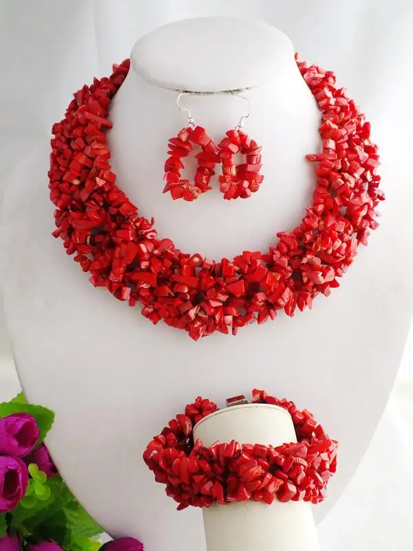 hot sale !!! elegant necklace earring bracelet coral jewelry set for party/wedding  18\