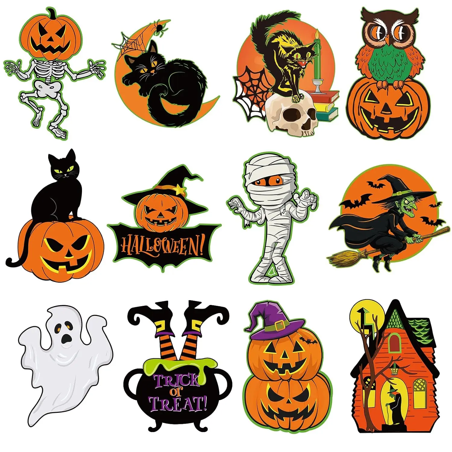 Large Vintage Halloween Cardboard Cutouts 12PCS, Customized