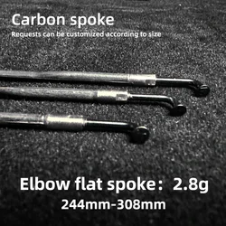 Carbon Bicycle Spoke Ultra Light Elbow Spoke 2.6g J-shaped Curved Black 244-308mm Custom Size Straight Pull Bicycle Spoke