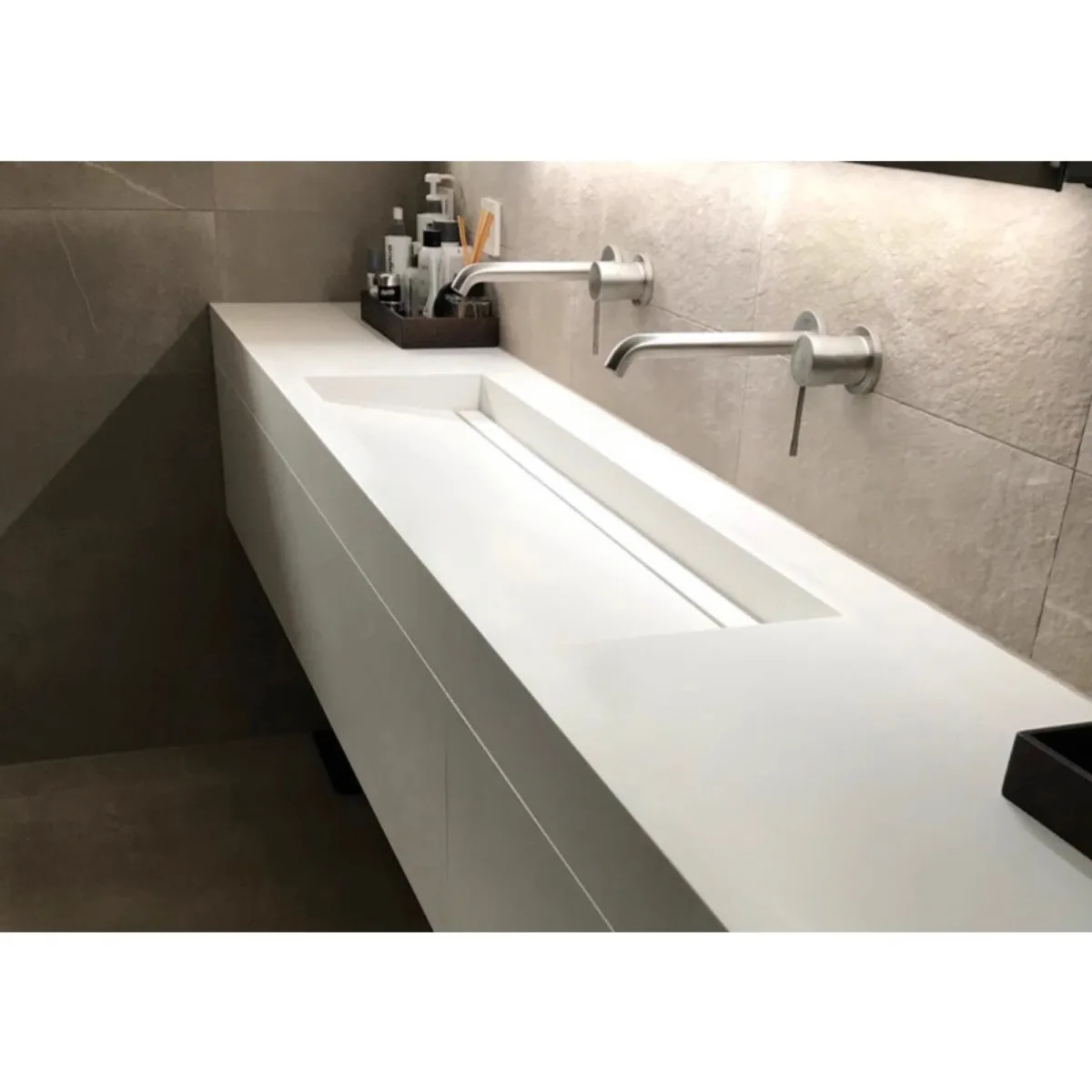 Minimalist style designer model, skin feeling hidden drainage basin face wash basin hotel bathroom