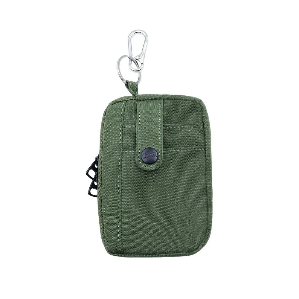 

Short Wallet Multifuctional Canvas Coin Purse Solid Color Zipper Earphone Bag Lightweight Card Holder Mini Storage Bag Daily