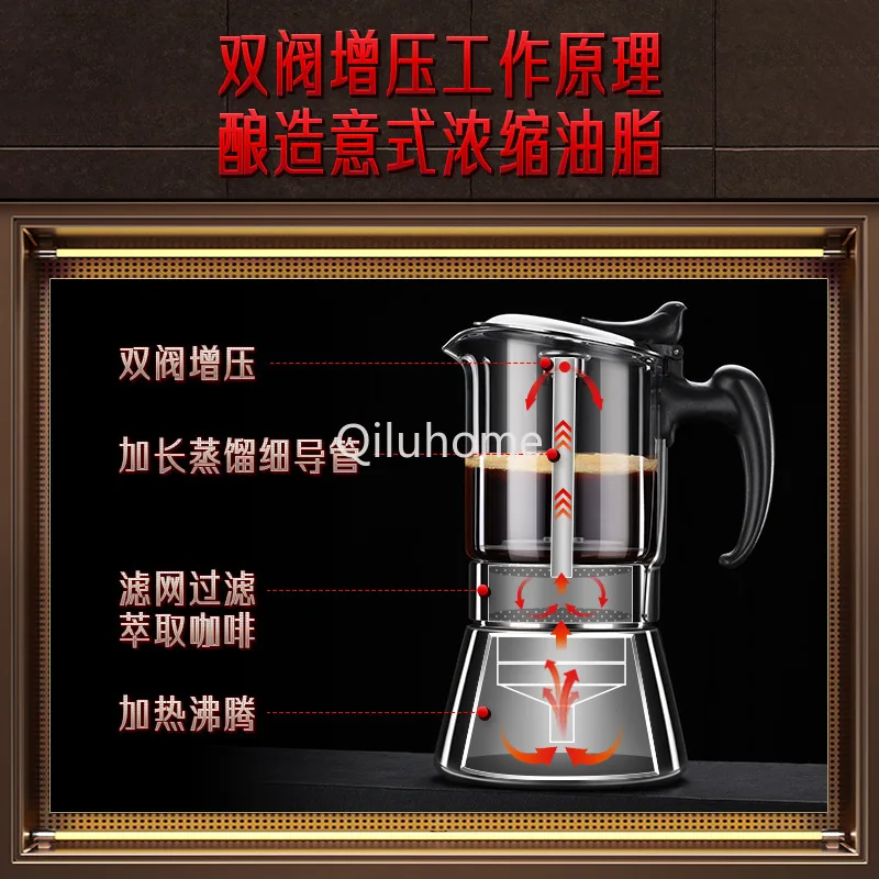 Coffee Pot Double Valve Stainless Steel Hand Pouring Coffee Pot Italian Coffee Percolator Outdoor Portable Moka Pot