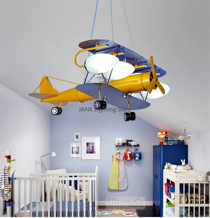 

New Airplane Children Led Chandelier for Kids Baby Boy Room Lighting Eye Protection and Environmental Decor Lamps Fixtures