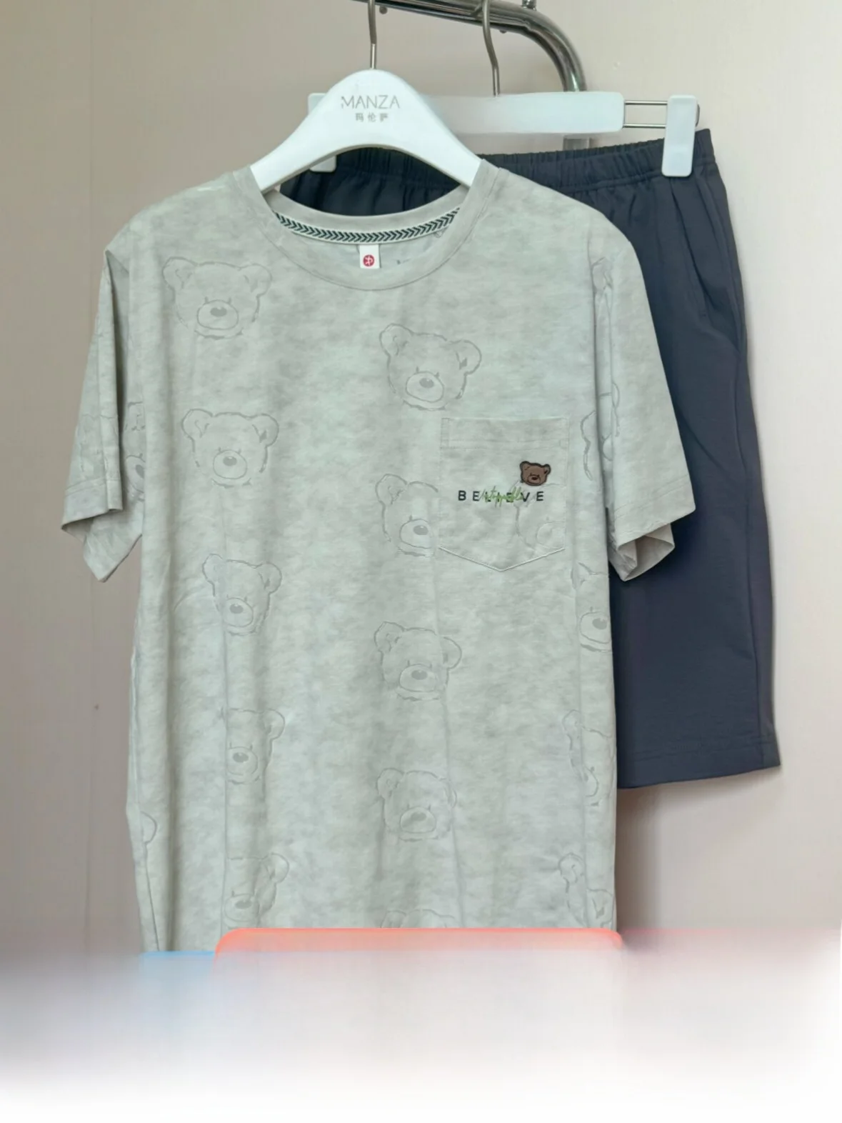 fenteng-men's-summer-sleepwear-short-sleeve-shorts-thin-breathable-comfortable-home-clothes-set-suitable-for-outdoor-wear