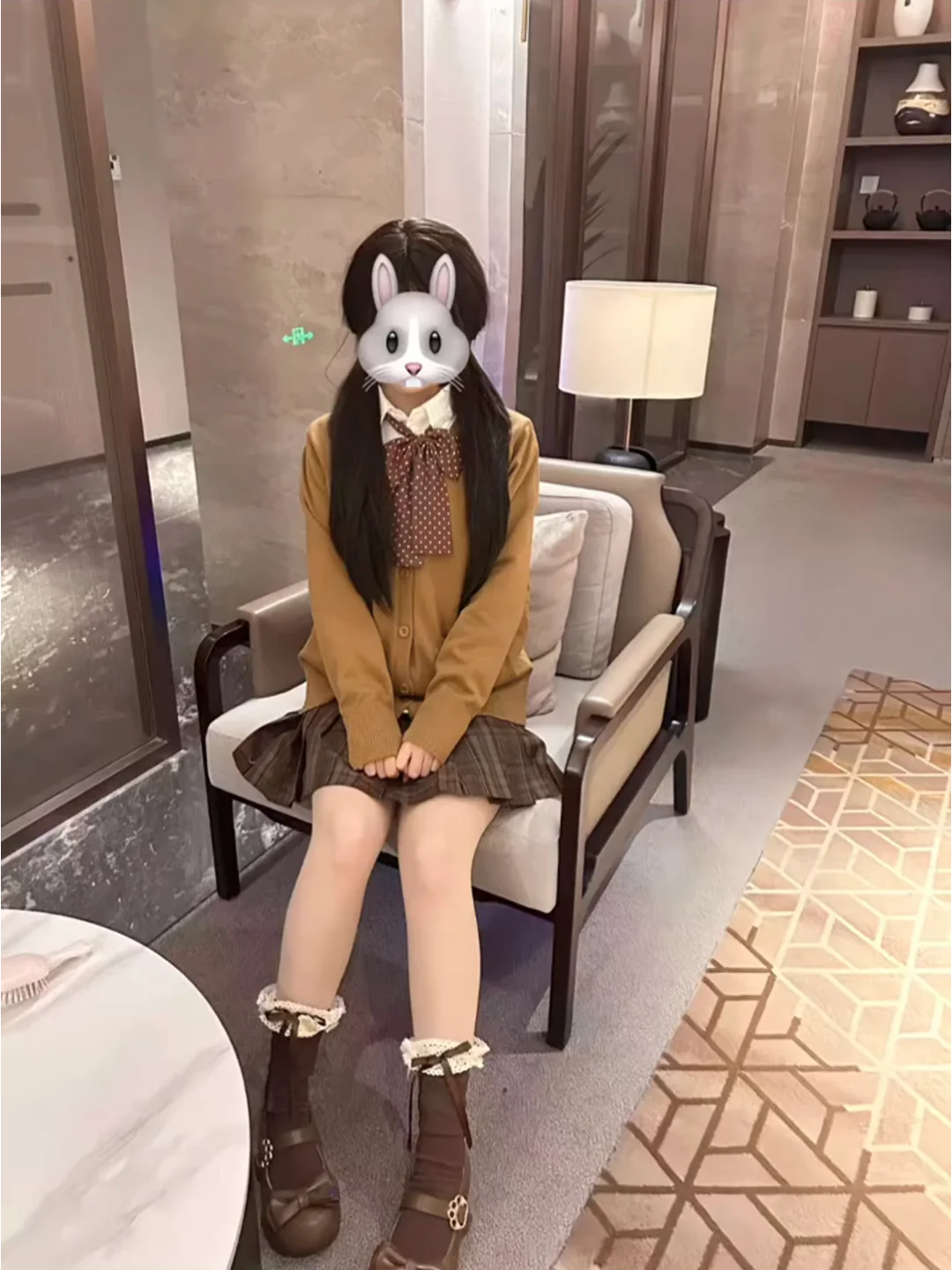 

Caramel Knitted Open Cardigan Sweater Women's Autumn Winter Warmth Jk Skirt orm Four Piece Set School Sle Long Sve