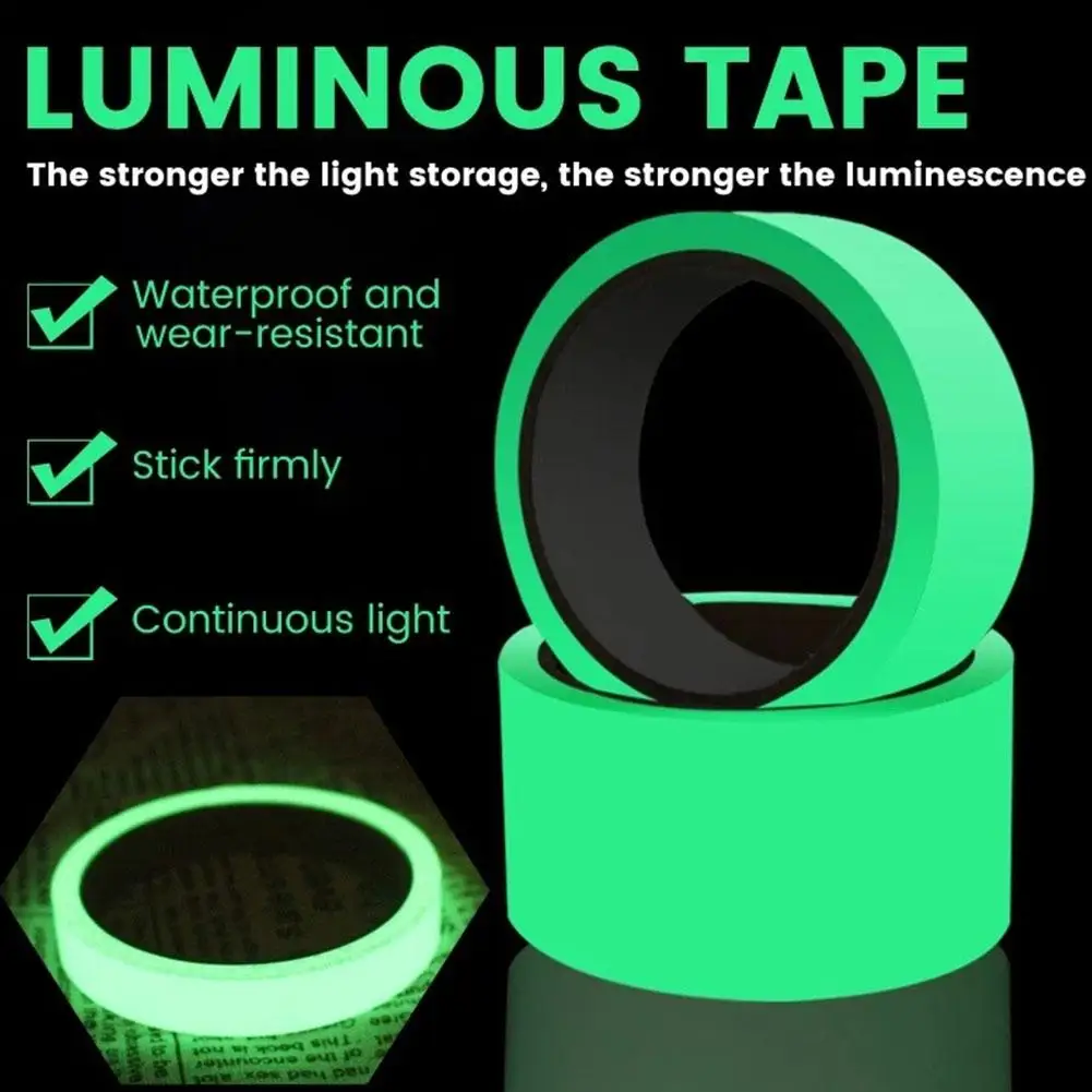 Glow In The Dark Tape Night Self-adhesive Luminous Sticker Safety Warning Security Tape Home Decoration Tapes Supplies