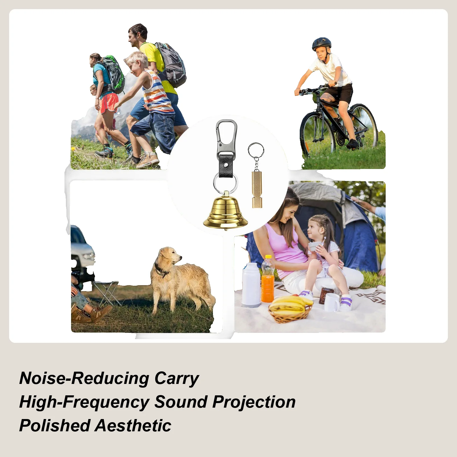 Bear Bells Portable Loud Self Defense Outdoor Camping Alarm Bear Bell Whistle For Protection Warning Men Women Backpacking